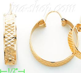 14K Gold Swiss Cut & Designed Hoop Earrings