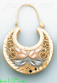 14K Gold Filigree Dia-Cut Earrings