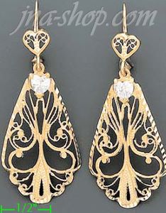 14K Gold Filigree Dia-Cut Earrings