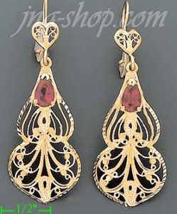 14K Gold Filigree Dia-Cut Earrings