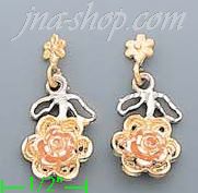 14K Gold 3Color Dia-Cut Earrings