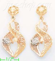 14K Gold 3Color Dia-Cut Earrings