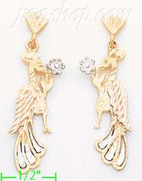 14K Gold 3Color Dia-Cut Earrings