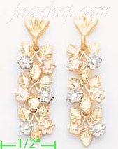 14K Gold 3Color Dia-Cut Earrings