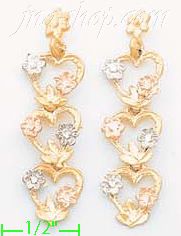 14K Gold 3Color Dia-Cut Earrings