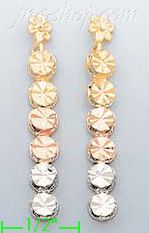 14K Gold 3Color Dia-Cut Earrings