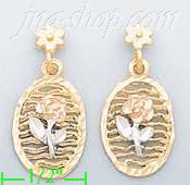 14K Gold 3Color Dia-Cut Earrings