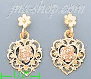 14K Gold 3Color Dia-Cut Earrings