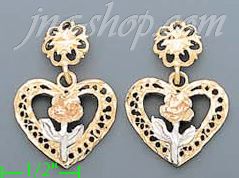 14K Gold 3Color Dia-Cut Earrings