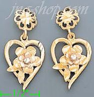 14K Gold 3Color Dia-Cut Earrings