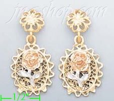 14K Gold 3Color Dia-Cut Earrings