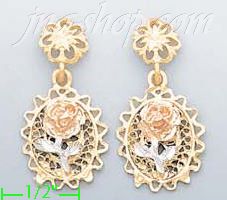 14K Gold 3Color Dia-Cut Earrings