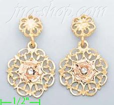 14K Gold 3Color Dia-Cut Earrings