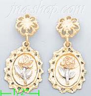 14K Gold 3Color Dia-Cut Earrings