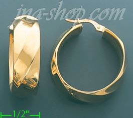 14K Gold Italian Fancy Hoop Earrings