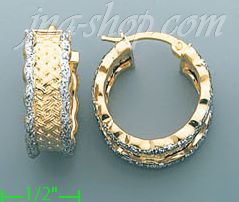 14K Gold Italian Fancy Hoop Earrings