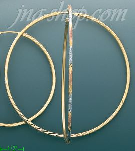 14K Gold Dia-Cut Hoop Earrings