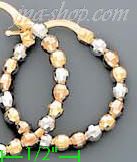 14K Gold Fancy Hoop & Bead Earrings