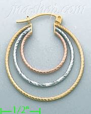 14K Gold Fancy Hoop Earrings