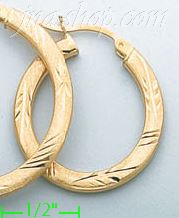 14K Gold Razor-Cut Hoop Earrings