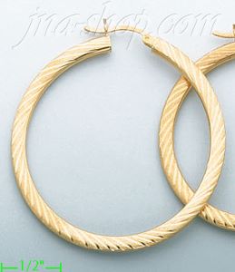 14K Gold Razor-Cut Hoop Earrings