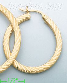 14K Gold Razor-Cut Hoop Earrings