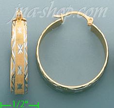 14K Gold Filigree Hoop Earrings