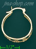 14K Gold Filigree Hoop Earrings