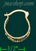 14K Gold Filigree Hoop Earrings