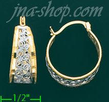 14K Gold Filigree Hoop Earrings