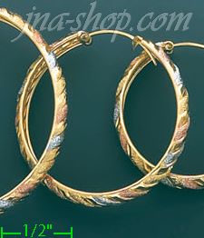 14K Gold 3Color Hoop Earrings