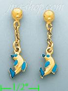 14K Gold Italian Enamel Earrings