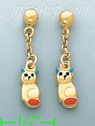 14K Gold Italian Enamel Earrings