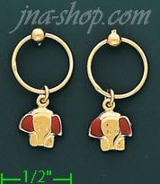 14K Gold Italian Enamel Earrings