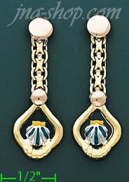 14K Gold Italian Enamel Earrings