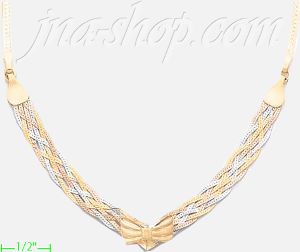 14K Gold 3Color Braided Necklace 17"