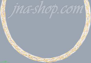 14K Gold 3Color Braided Necklace 18"