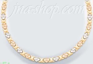 14K Gold 3Color Stampato Necklace 17"