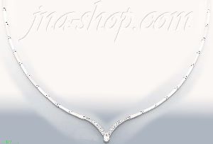 14K Gold Fancy CZ Half Sets Necklace 17"