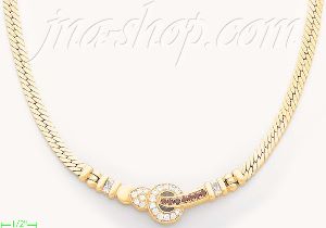 14K Gold Fancy CZ Designs Necklace 17"