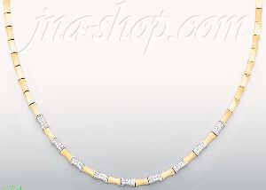 14K Gold Fancy CZ Designs Necklace 17"