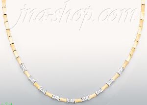 14K Gold Fancy CZ Designs Necklace 17"
