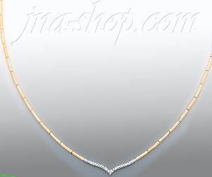 14K Gold Fancy CZ Designs Necklace 17"