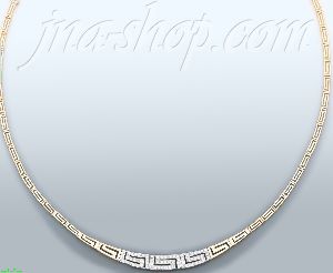 14K Gold Fancy CZ Designs Necklace 17"