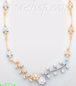 14K Gold Fancy CZ Designs Necklace 17"