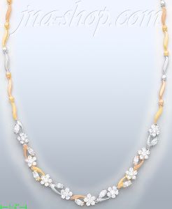 14K Gold Fancy CZ Designs Necklace 17"