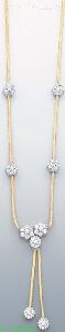 14K Gold Fancy CZ Designs Necklace 17"