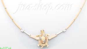 14K Gold Turtle Designs Necklace 17"