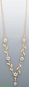 14K Gold Leaves Flowers Heart Light Fancy Necklace 17"