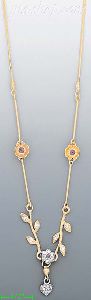 14K Gold Leaves Flowers Heart Light Fancy Necklace 17"